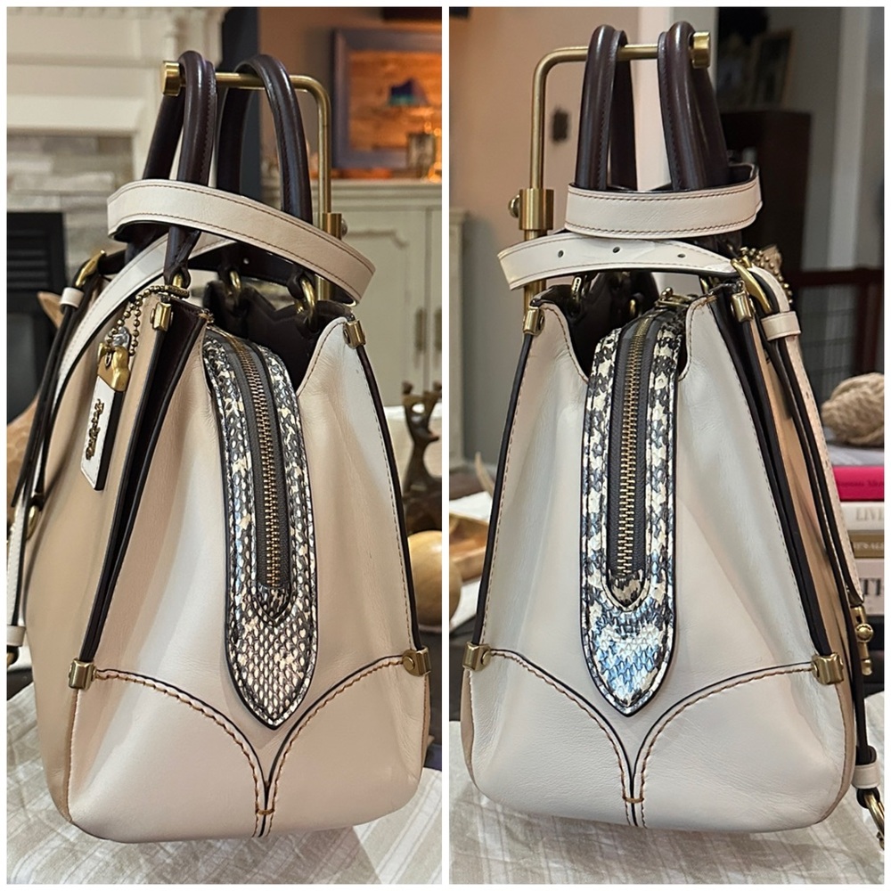 COACH 1941 Mason Carryall Colorblock Satchel in Beechwood w/Snakeskin Detail - Picture 5 of 16